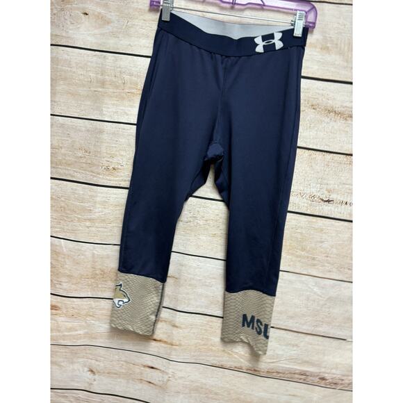 Under Armour Montana Bobcats Capri Leggings Womens Size Medium Heat Gear - Picture 7 of 12